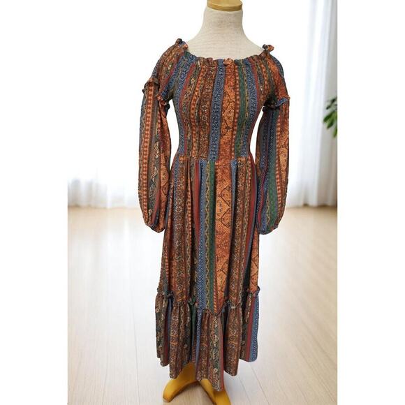 Flying Tomato Boho Cottagecore Long Sleeve Midi Dress – Smocked Waist – Size M - Picture 8 of 14